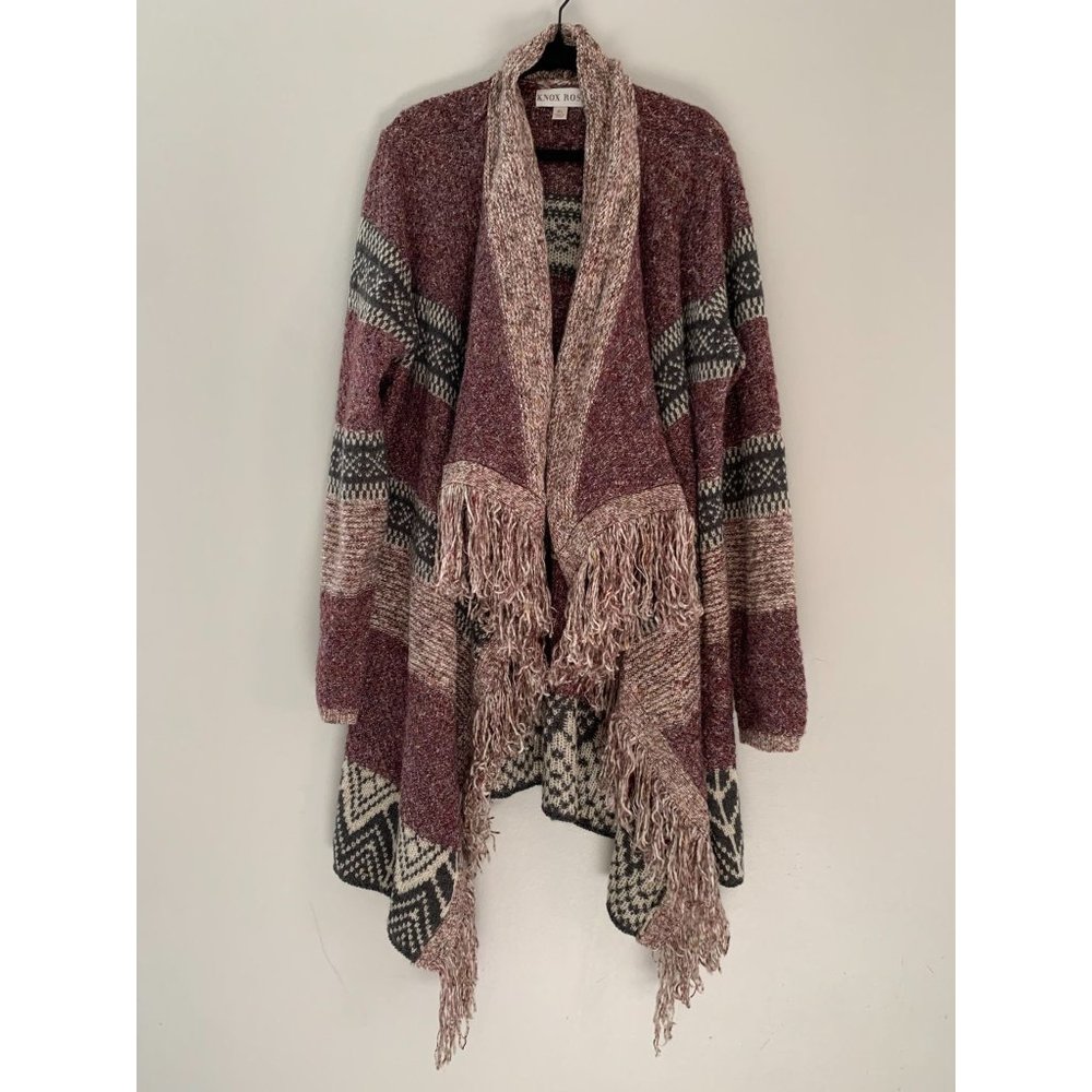 Knox Rose Bohemian Fringe Wool Blend Cardigan XL